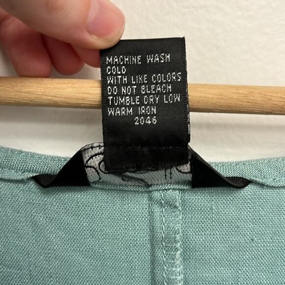 Vintage Linen Midi Coastal Button-Closure Scoop Neck Shift Dress - Size 14 - Picture 6 of 8